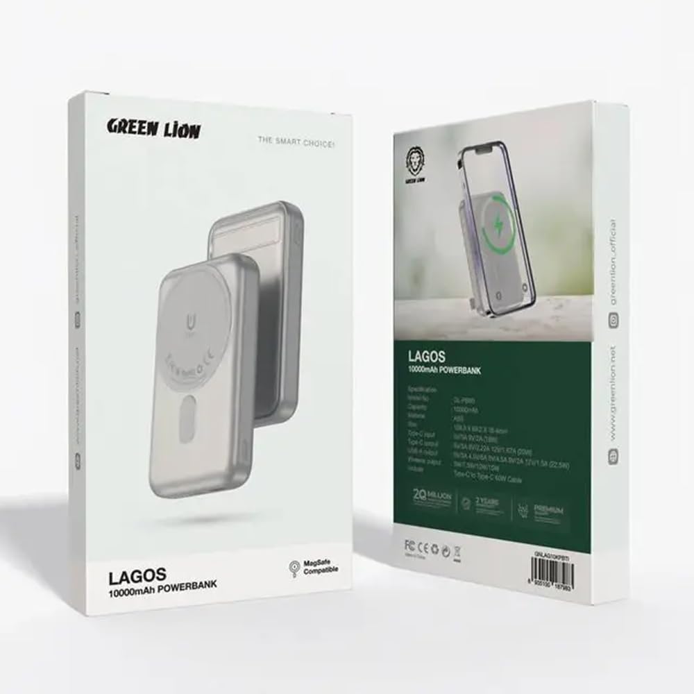 Green Lion Lagos 10000mAh Power Bank - Titanium