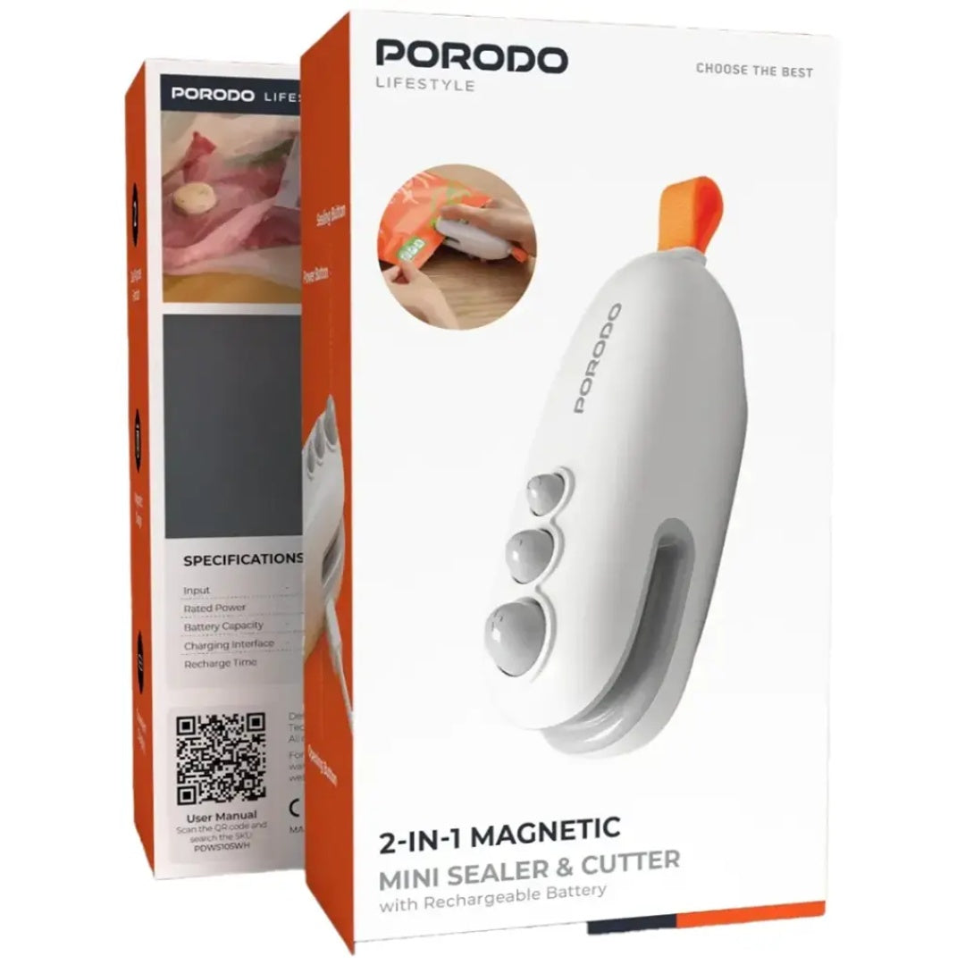 Porodo Lifestyle 2-in-1 Magnetic Mini Sealer & Cutter