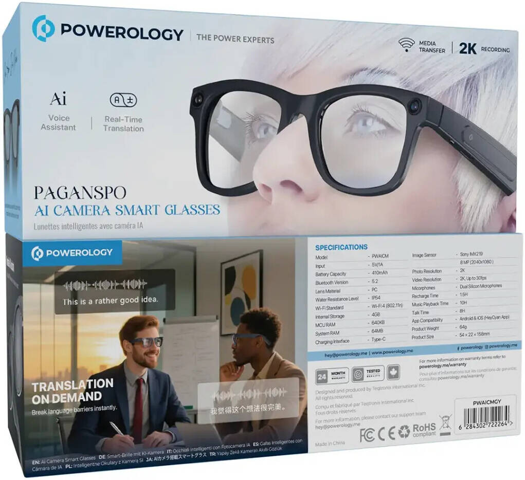 Powerology Paganspo AI Camera Smart Glasses
